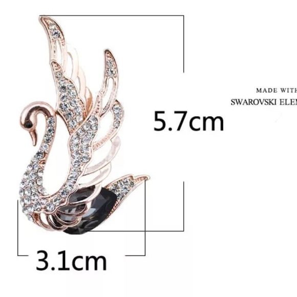 Rhinestone and Creative Crystals Swan Brooch - Picture 3 of 3